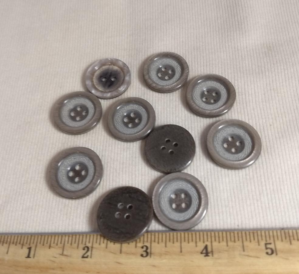 Button #21429 #4 Hole #Brown #Rim #Polyeser #10pc