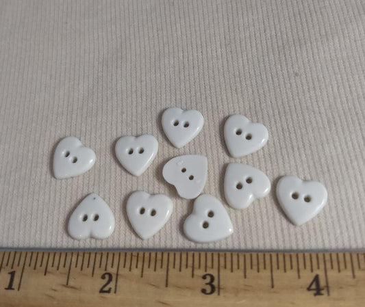 Button #KU225 #2 Hole #White #Heart #Nylon #10pc