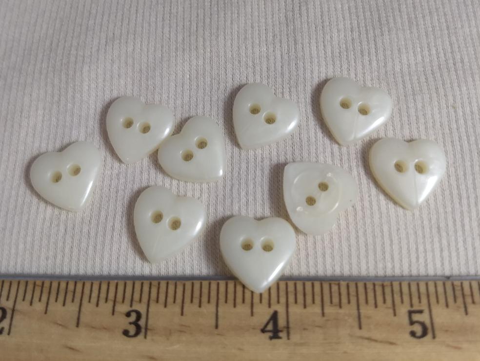 Button #KU225 #2 Hole #Pearl  #Heart #Nylon #10pc