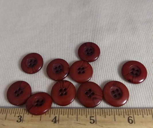 Button #2200 #4 Hole #Red #Rim Basic #Polyester #10pc