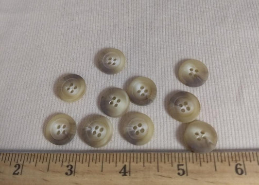 Button #1697 #4 Hole #Cream #Rim #Imitation #Horn #Polyester #10pc