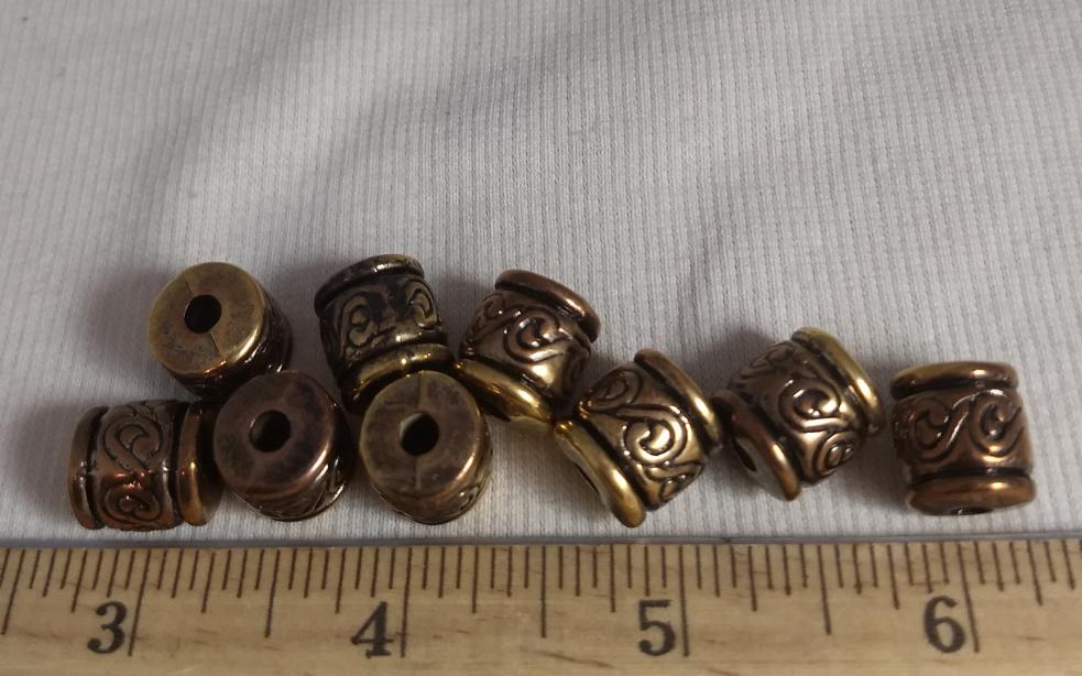 Bead #1491 #2-Hole #Gold #ABS #10pc