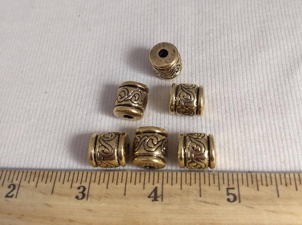 Bead #1491 #2-Hole #Gold #Abs #10pc