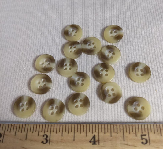 Button #9119 #4 Hole #Brown #Rim #Imitation #Horn #Polyester #10pc