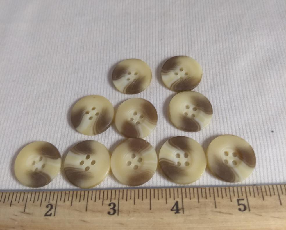 Button #9119 #4 Hole #Brown #Rim #Imitation #Horn #Polyester #10pc