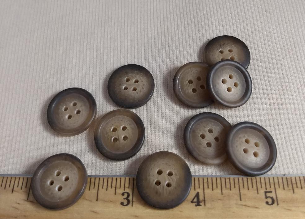 Button #PB1158 #4 Hole #Brown #Rim #Imitation #Horn #Polyester #10pc