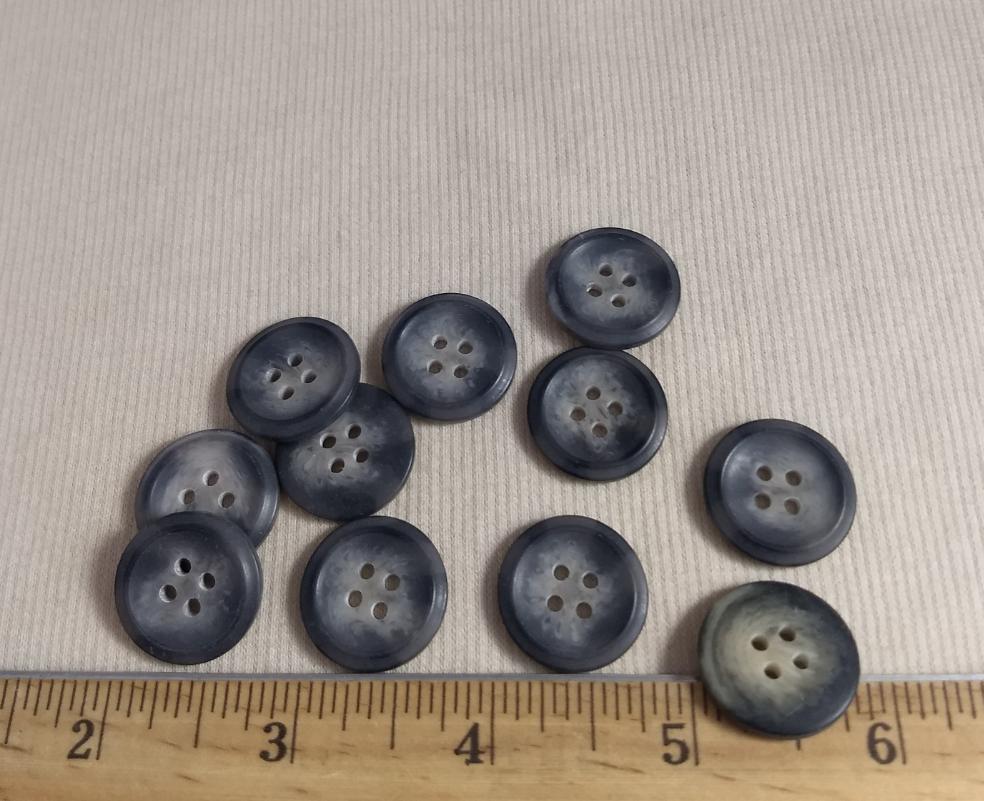 Button #1496 #4 Hole #Grey #Rim #Imitation #Horn #Polyester #10pc