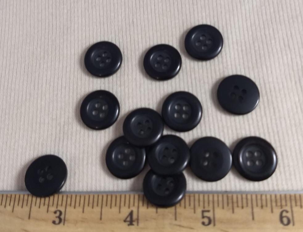 Button #1657 #4 Hole #Black #Polyester #10pc