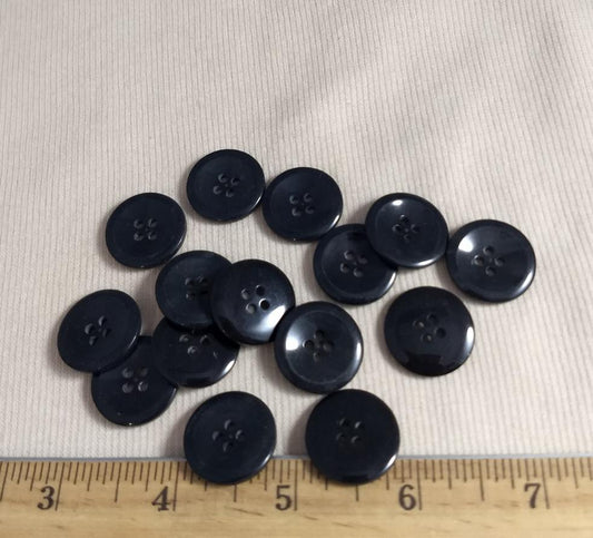 Button #14977 #4 Hole #Black #Rim #Polyester #10pc