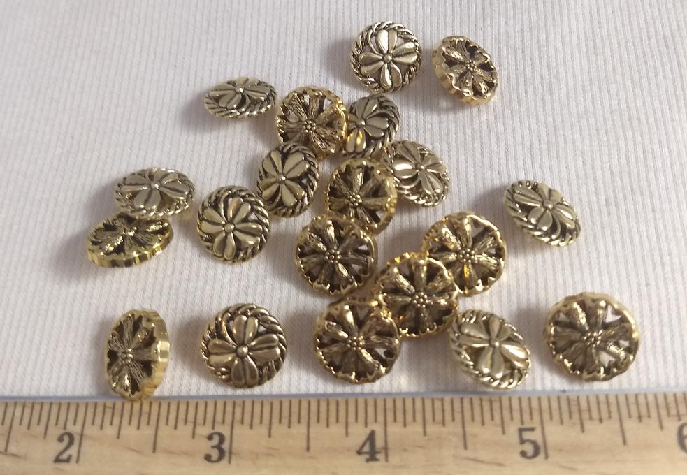 Button #80039 Shank #Antique-Gold #ABS #10pc