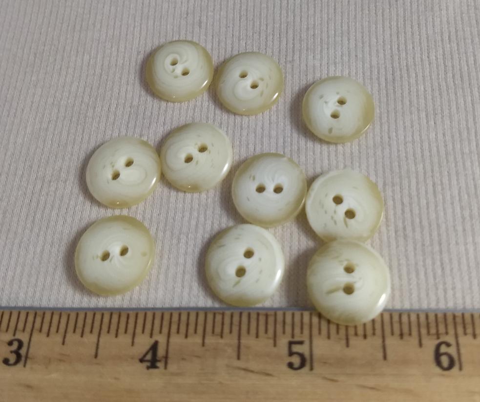 Button #96010 #2 Hole # Cream #Polyester #10pc