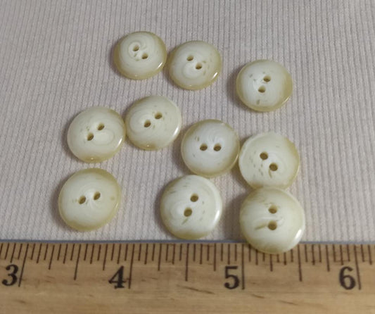 Button #96010 #2 Hole # Cream #Polyester #10pc