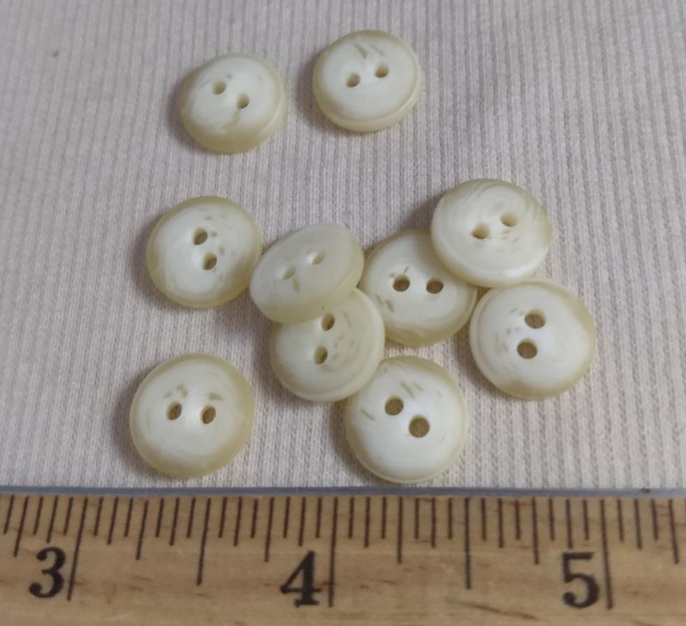 Button #96010 #2 Hole # Cream #Polyester #10pc