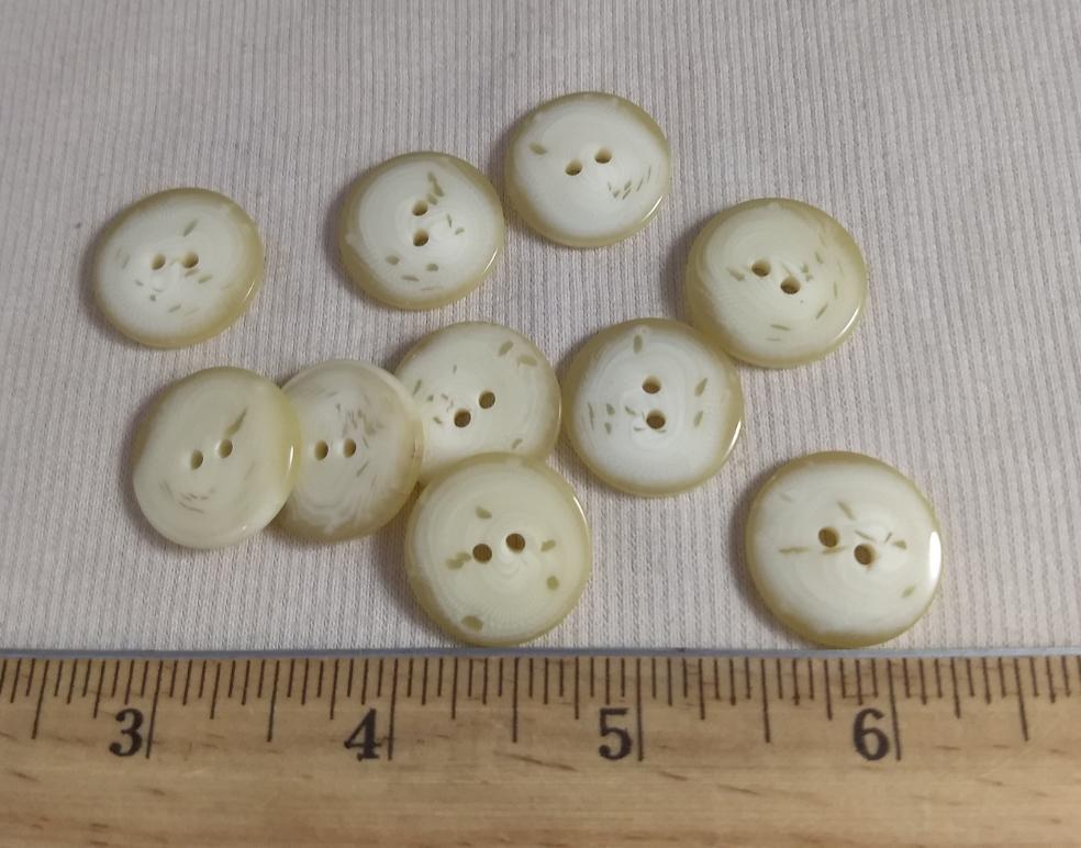 Button #96010 #2 Hole # Cream #Polyester #10pc