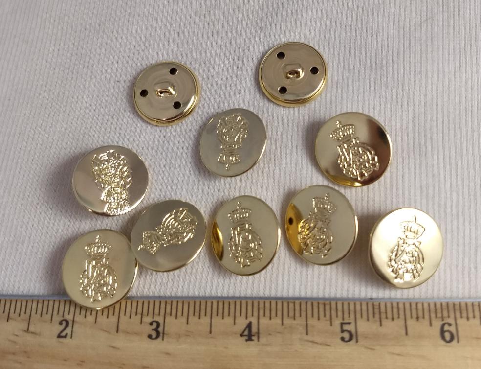 Button #1498 #Gold #Crown #Metal #10Pc