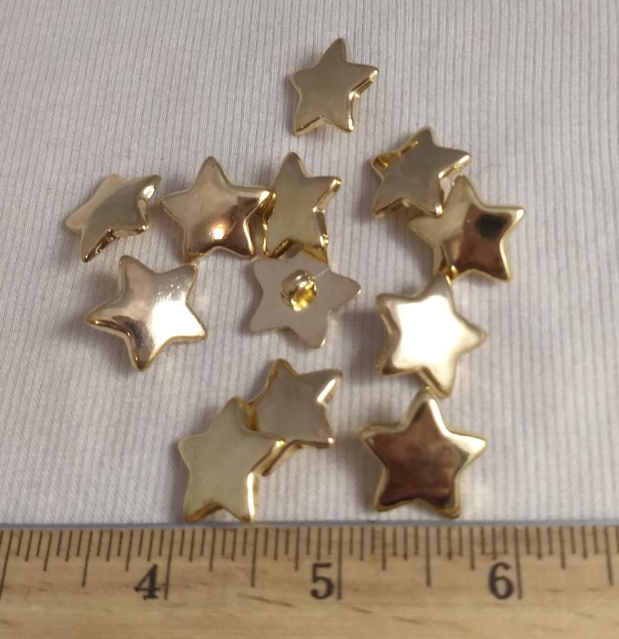 Button #8103 #Gold #Star #ABS #10Pc