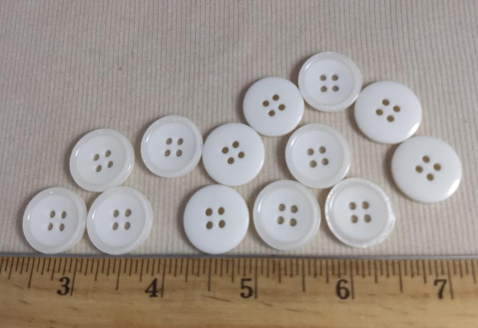 Button #10511D #4 Hole #White #Rim #Polyester #10pc