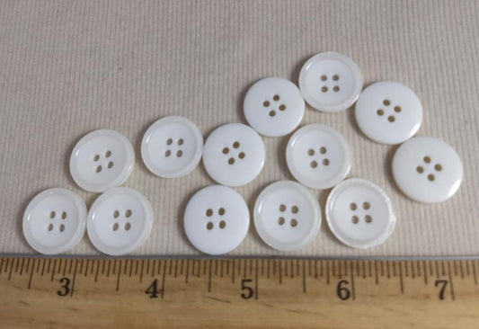 Button #10511D #4 Hole #White #Rim #Polyester #10pc