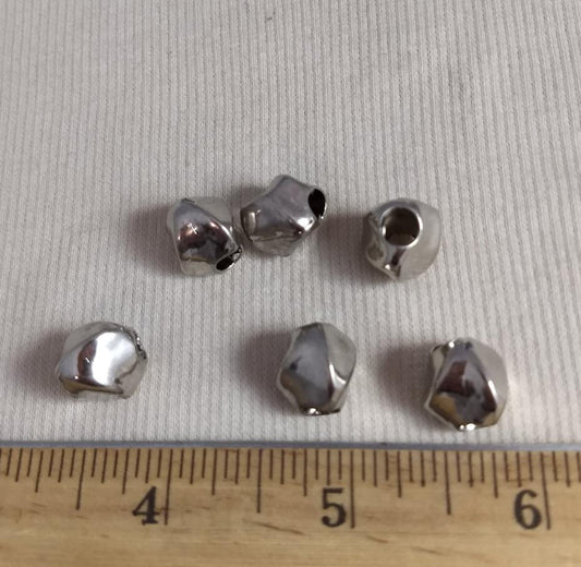 Bead #PC011 #2-Hole #Silver #Plastic #20pc