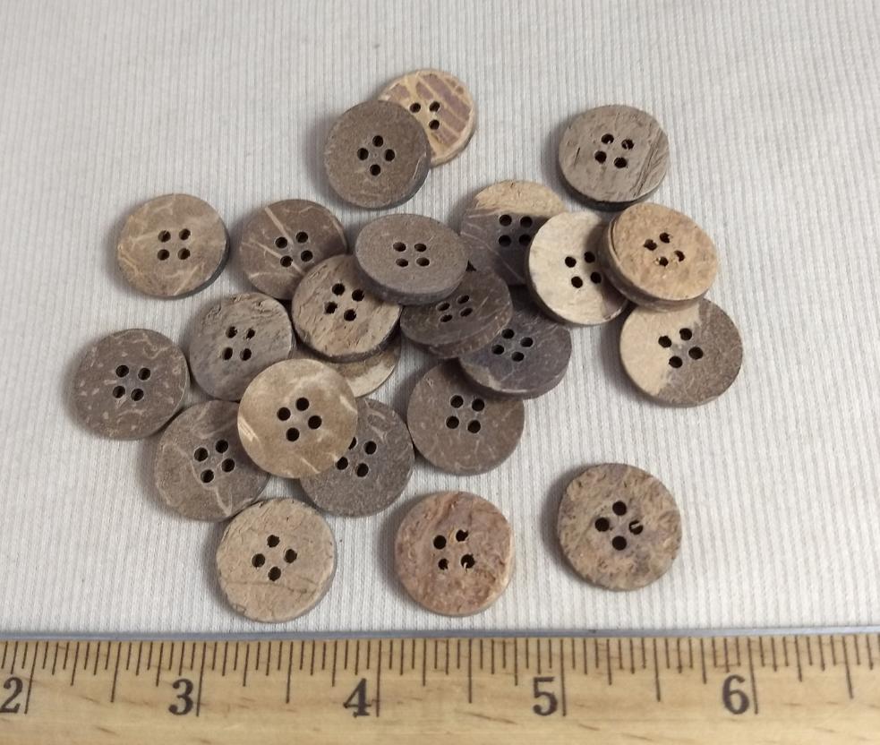 Button #1808 #4 Hole #Brown #Coconut #Wood #10pc