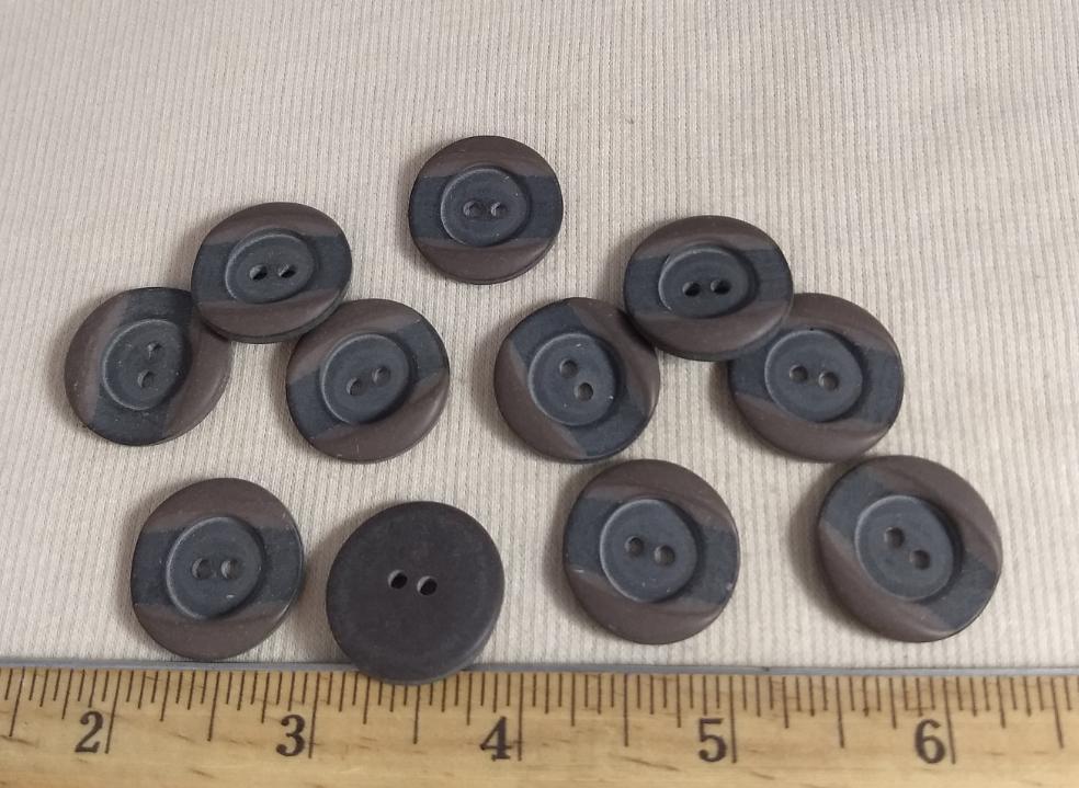 Button #858 #2 Hole #Brown #Rim #Polyester #10pc