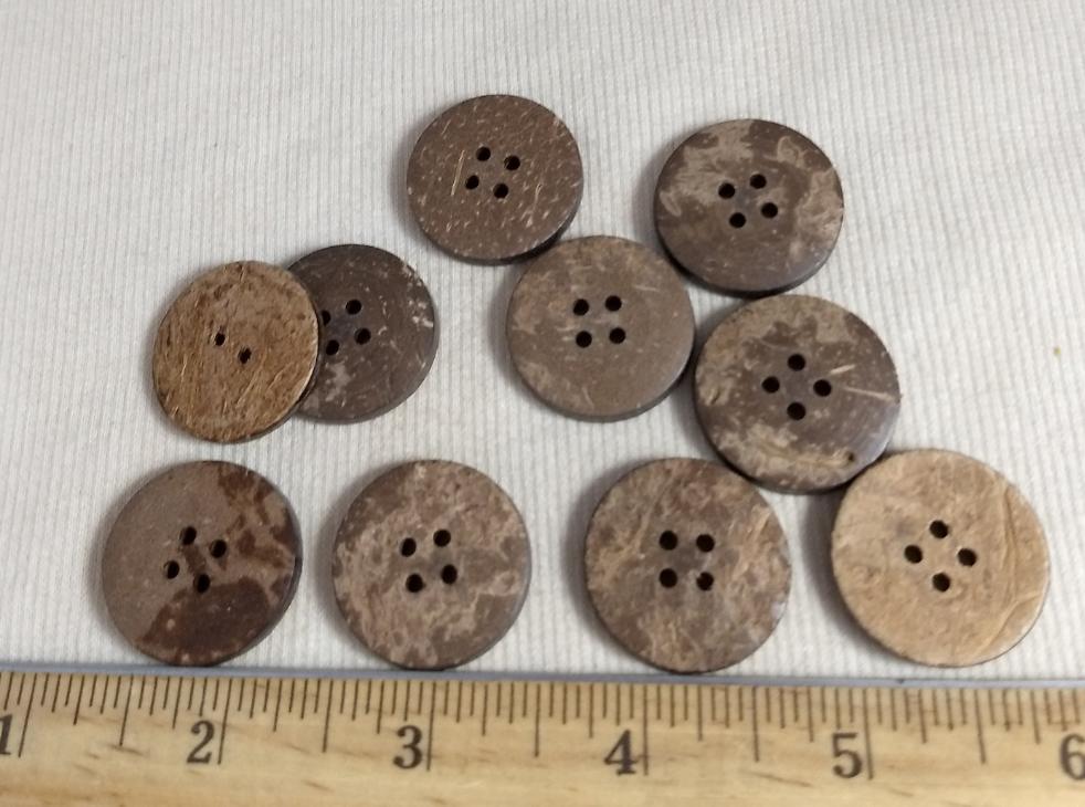 Button #PPC010 #4 Hole #Brown #Coconut #10pc