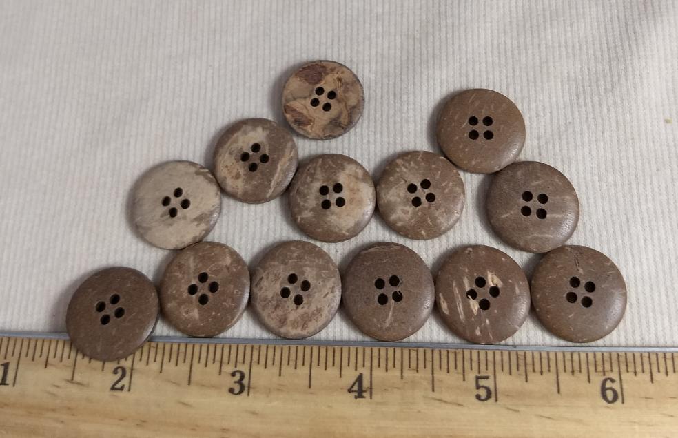 Button #26020 #4 Hole #Brown #Coconut #Wood #10pc