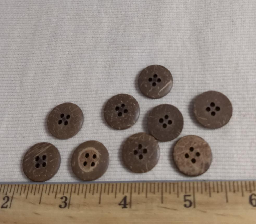 Button #PPC003 #4 Hole #Brown #Coconut #Wood #10pc