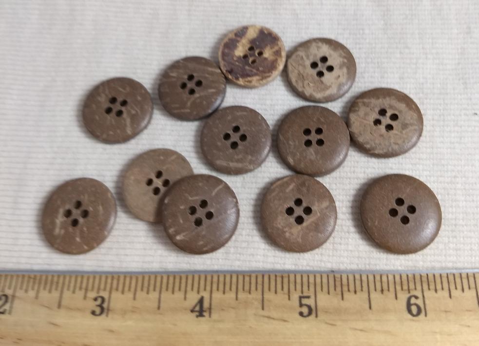 Button #PPC003 #4 Hole #Brown #Coconut #Wood #10pc