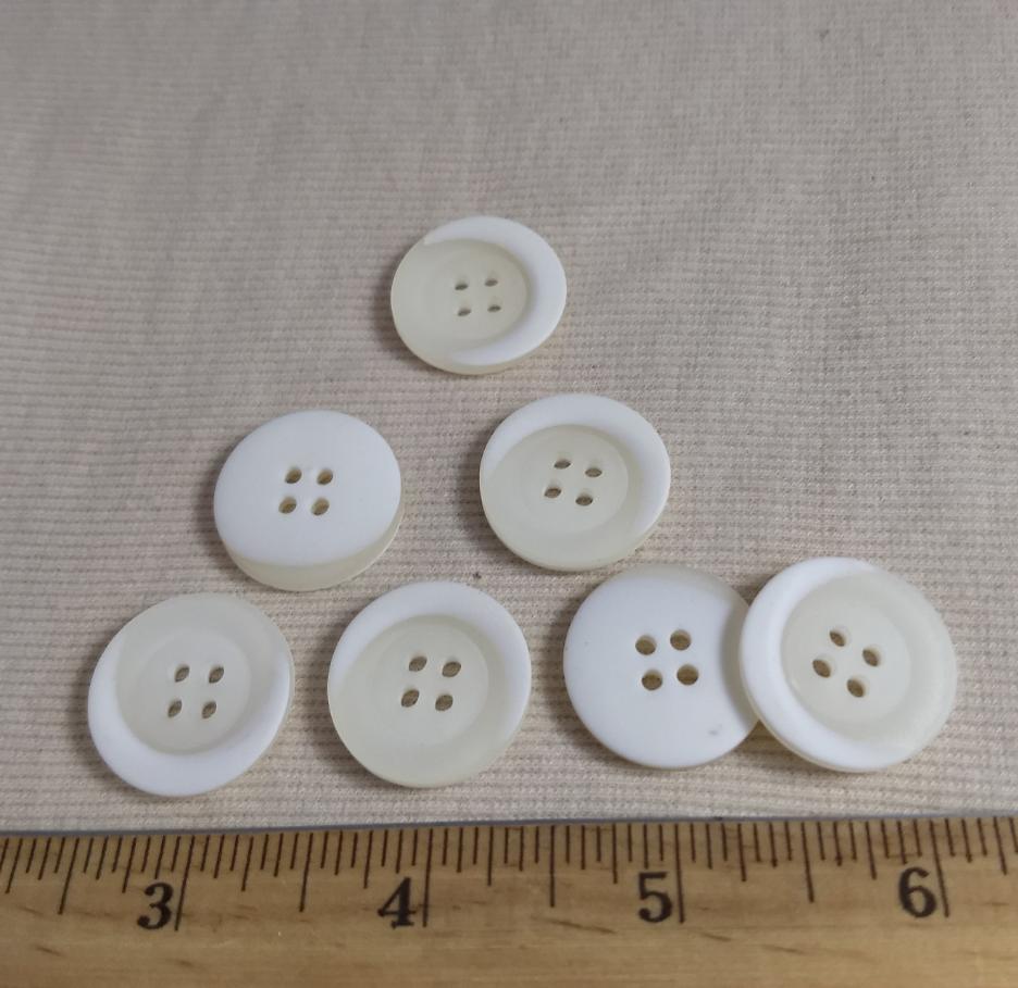 Button #1505 #4 Hole #White  #Rim #Polyester #10pc