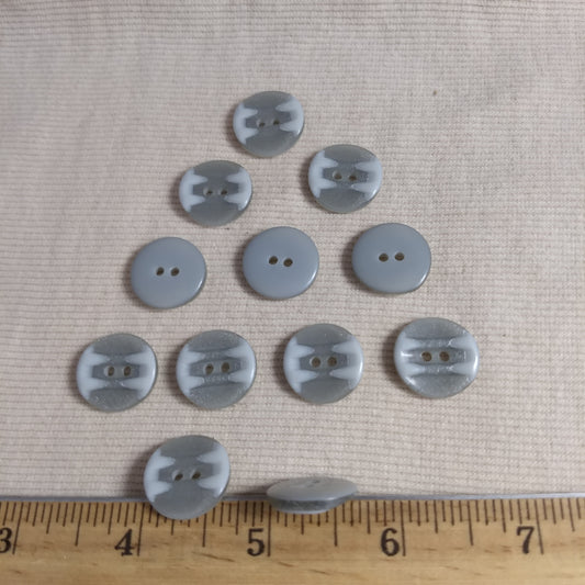 Button #1595 #2 Hole #Grey #Polyester #10pc