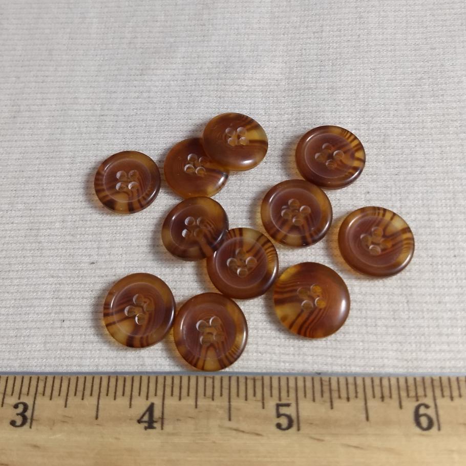 Button #4374 #4 Hole #Brown #Polyester #10pc