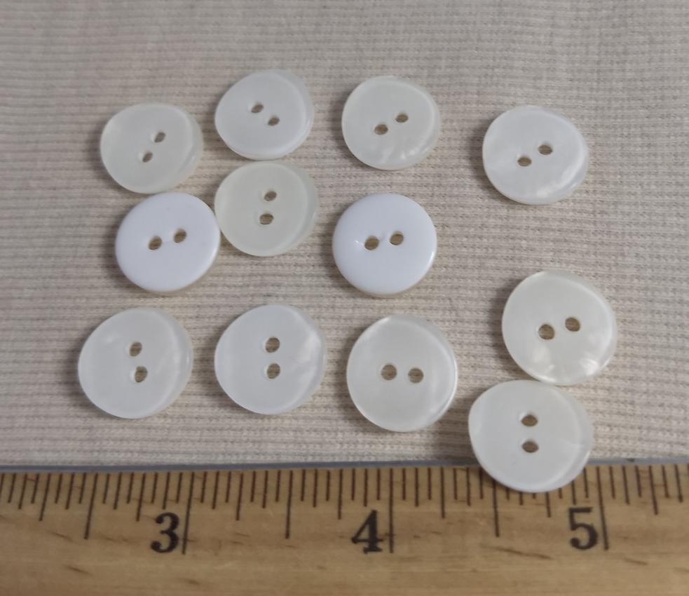 Button #23617 #2 Hole #White #Polyester #10pc