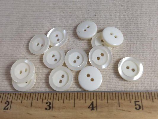 Button #1510 #2 Hole #White #Rim #Polyester #10pc