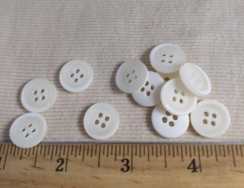 Button #1505 #4 Hole #White  #Rim #Polyester #10pc