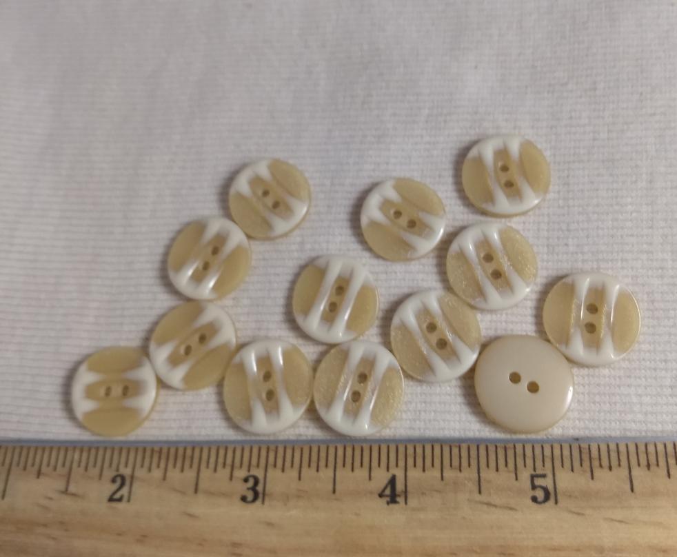 Button #1515 #2 Hole #Cream #Polyester #10pc