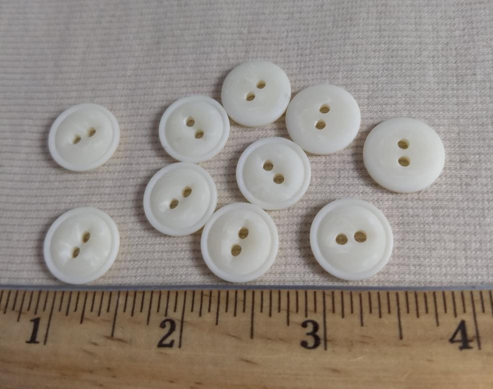 Button #98082 #2 Hole #White #Rim #Basic #Polyester #10pc