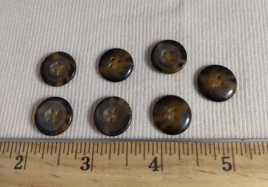 Button #20671-3 #4 Hole #Brown #Rim #Imitation #Horn #Polyester #10pc