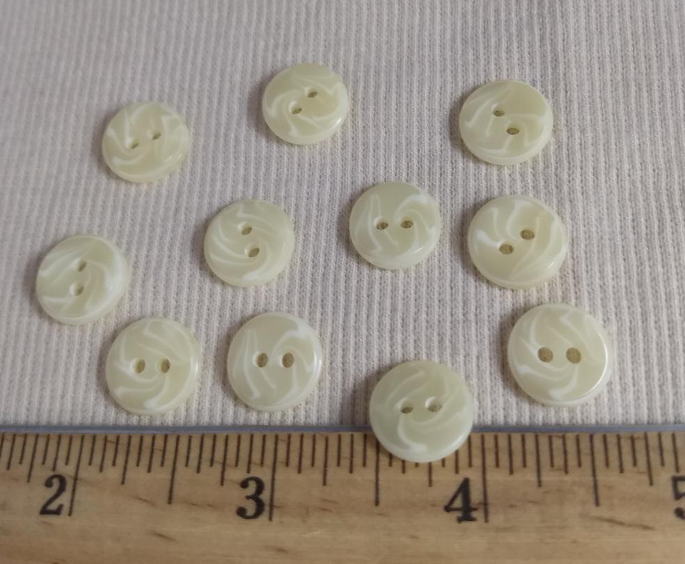 Button #1518 #2 Hole #Cream-White #Polyester #10pc