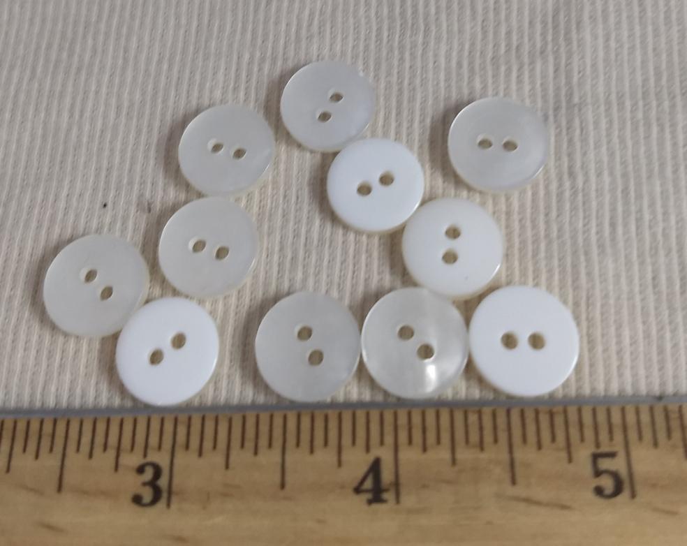 Button #49 #2 Hole #White #Polyester #10pc