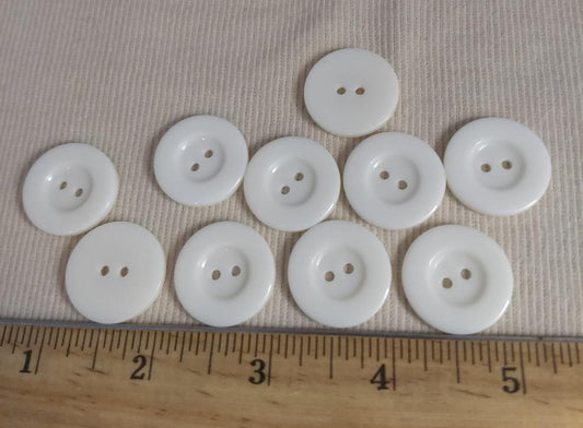 Button #P-Quarter #2 Hole #White #Basic #Polyester #10pc