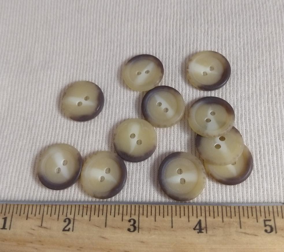 Button #4340 #2 Hole #Brown #Horn #Polyester #10pc