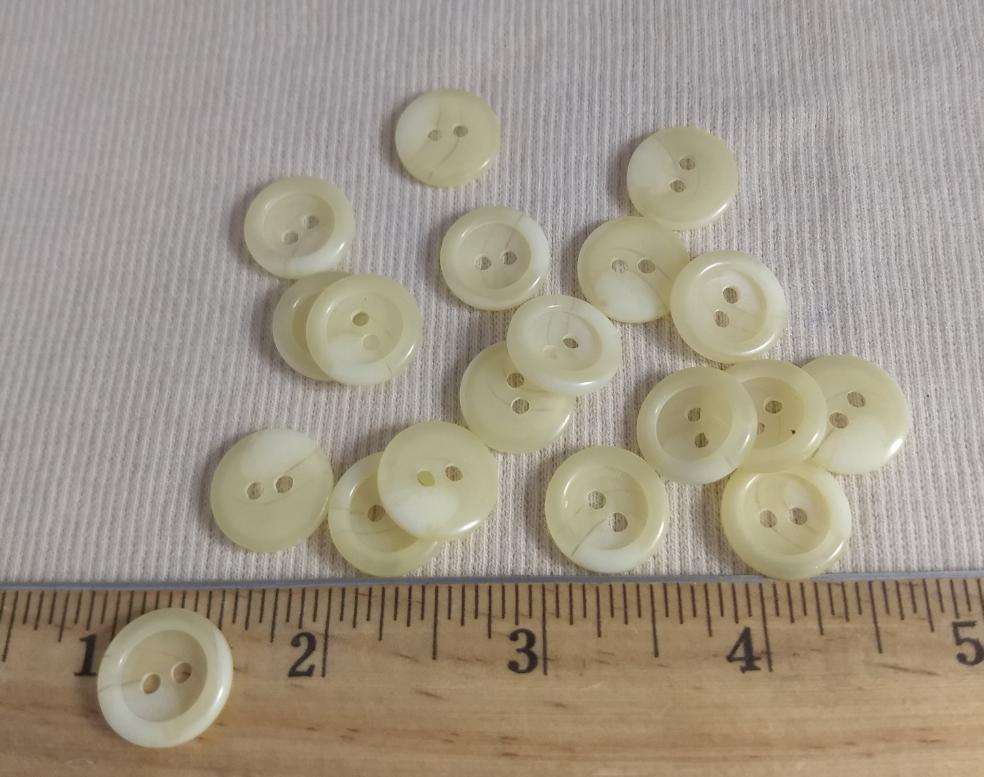 Button #1522 #2 Hole #Cream #Rim #Polyester #10pc