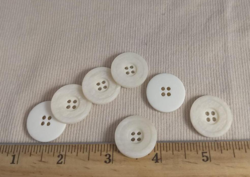 Button #1219 #4 Hole #White #Rim #Polyester #10pc