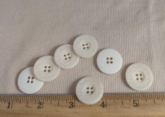 Button #1219 #4 Hole #White #Rim #Polyester #10pc