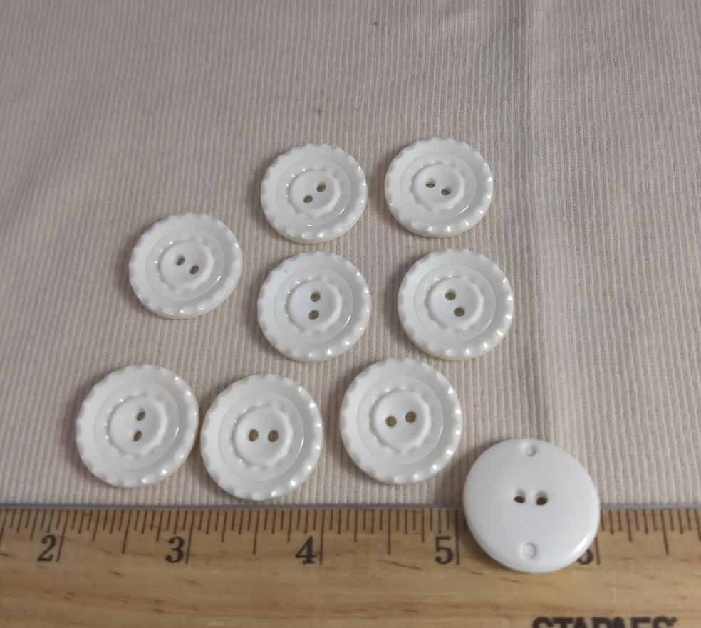 Button #PB1025 #2 Hole #White #Rim #Nylon #10pc