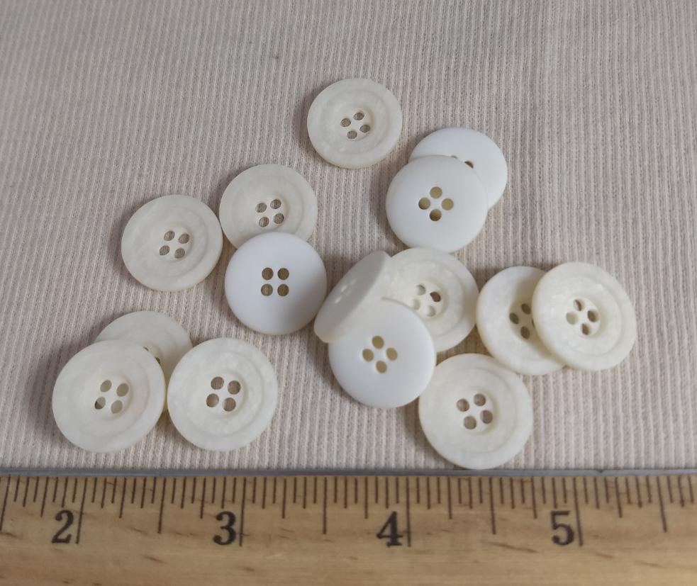 Button #1219 #4 Hole #White #Rim #Polyester #10pc