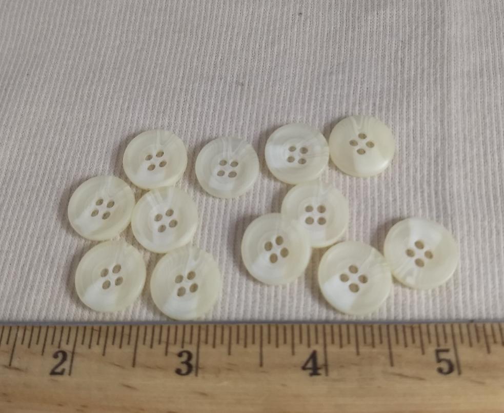 Button #1080 #4 Hole #Cream #Rim #Polyester #10pc