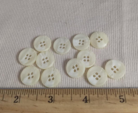 Button #1080 #4 Hole #Cream #Rim #Polyester #10pc