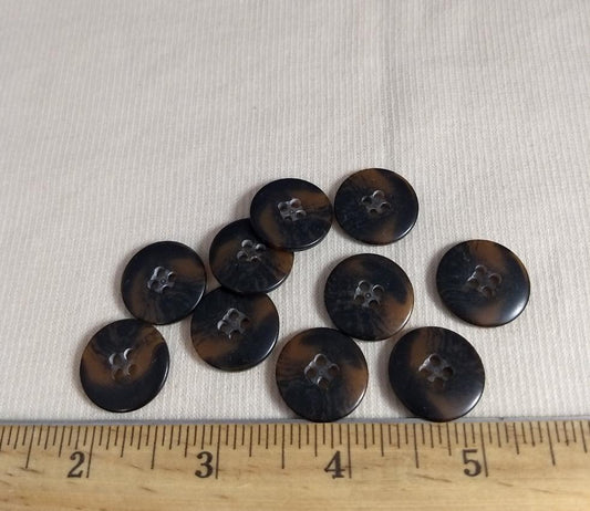 Button #4023 #4 Hole #Brown #Imitation #Horn #Polyester #10pc